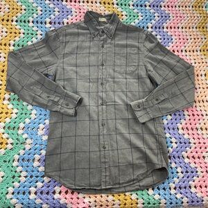 J. Crew Gray Plaid Men's Brushed Twill Flannel Shirt Slim Small S Button Down
